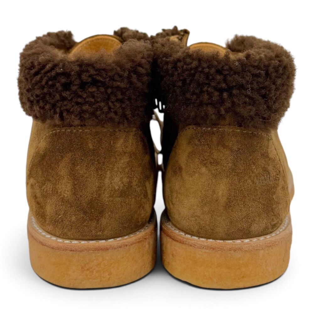 NEW Angulus Kid's Suede Chukka Moccasin Boot Shearling Trim Apron Toe Brown EU32 - Picture 3 of 12